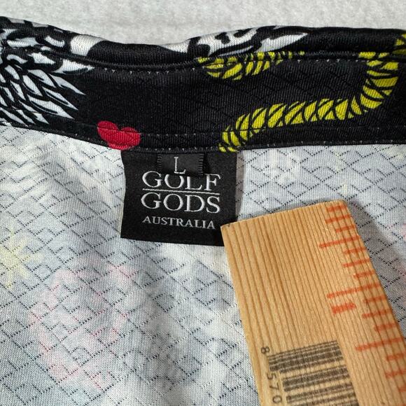 Golf Gods Lg Short Sleeve Polo All Over Print Tattoo Style Graphics Snakes Eagle - Picture 4 of 10